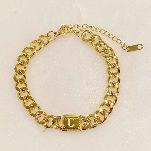 Uptown Cuban Chain Initial Bracelet king-general-store-5710.myshopify.com