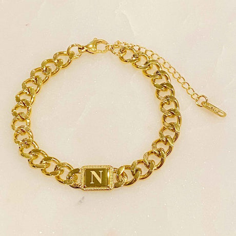Uptown Cuban Chain Initial Bracelet king-general-store-5710.myshopify.com