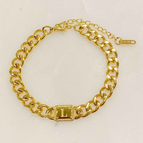 Uptown Cuban Chain Initial Bracelet king-general-store-5710.myshopify.com