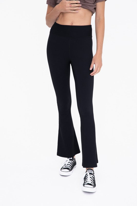 Ribbed Flare High-Waist Leggings