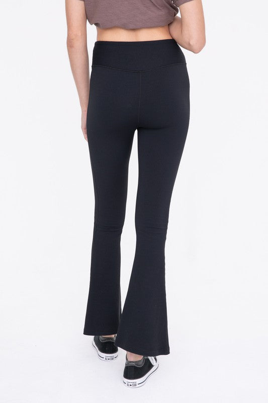 Ribbed Flare High-Waist Leggings