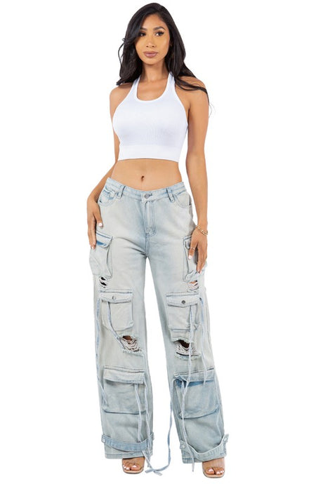 Oversize Cargo Style Denim Jean Pants king-general-store-5710.myshopify.com