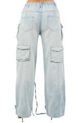 Light Blue Cargo Style Denim Jeans king-general-store-5710.myshopify.com