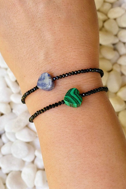 Semi-Precious Heart Stretch Bracelet king-general-store-5710.myshopify.com