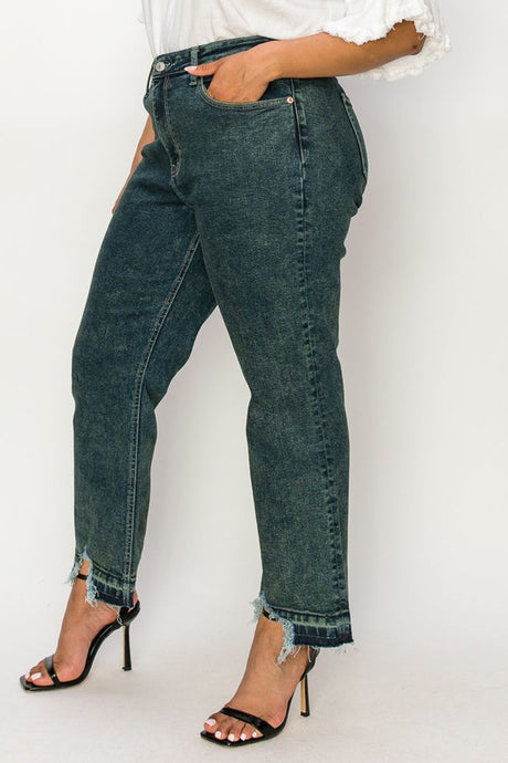 PLUS SIZE - HIGH RISE STRETCH STRAIGHT JEANS king-general-store-5710.myshopify.com
