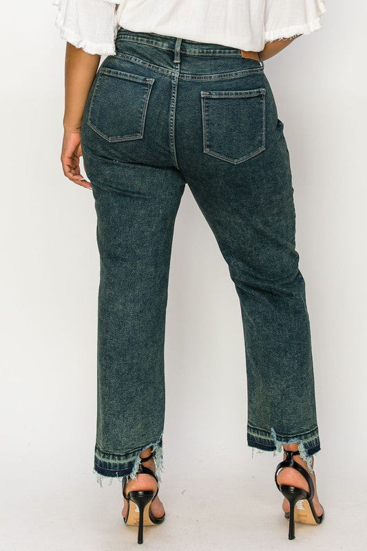 PLUS SIZE - HIGH RISE STRETCH STRAIGHT JEANS king-general-store-5710.myshopify.com