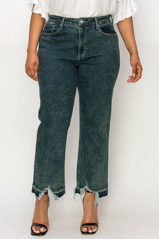 PLUS SIZE - HIGH RISE STRETCH STRAIGHT JEANS king-general-store-5710.myshopify.com