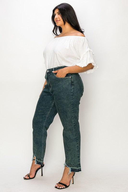 PLUS SIZE - HIGH RISE STRETCH STRAIGHT JEANS king-general-store-5710.myshopify.com