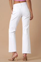 Optic White Button Up Slim Straight Denim Jeans