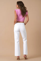 High Rise Slim Straight White Wash Denim Jeans