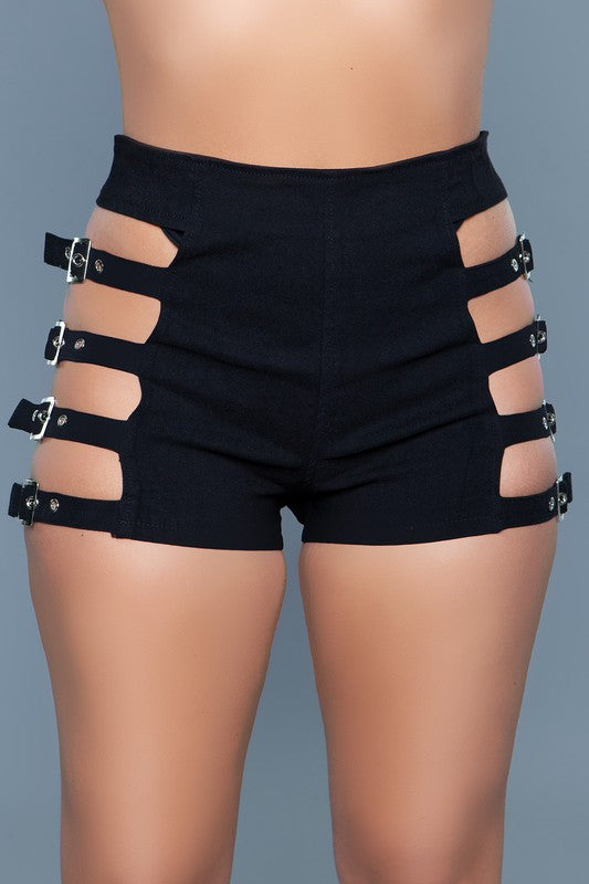 Feel The Vibe Belted Cage Style Shorts