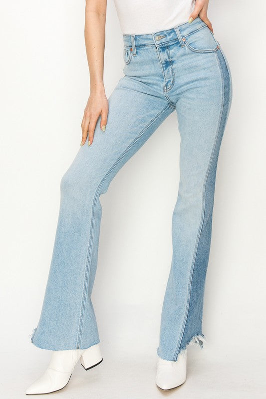 High Rise Boot Cut Color Panel Detail Jeans king-general-store-5710.myshopify.com