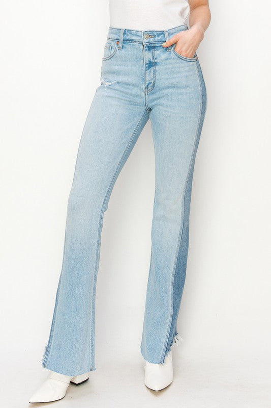 Plus High Rise Boot Cut Color Panel Detail king-general-store-5710.myshopify.com