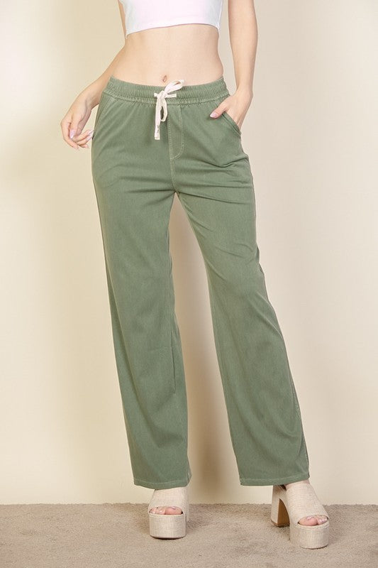 Knit Twill Drawstring Side Pocket Pants king-general-store-5710.myshopify.com