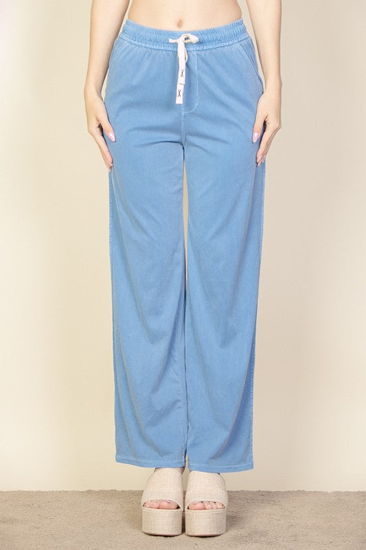 Knit Twill Drawstring Side Pocket Pants king-general-store-5710.myshopify.com