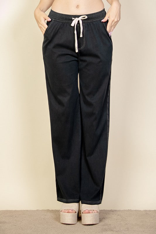 Knit Twill Drawstring Side Pocket Pants king-general-store-5710.myshopify.com