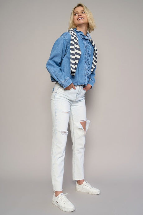 High Rise Ankle Straight Jeans