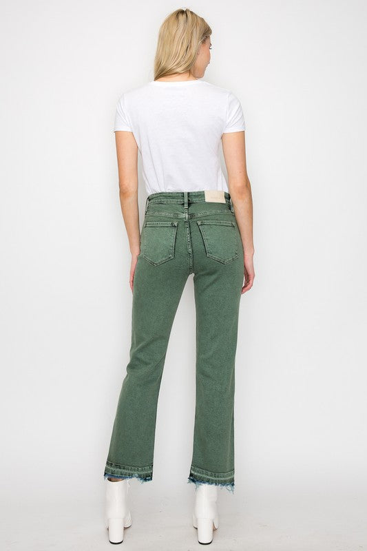 Olive Garment Dye High Rise Straight Jeans king-general-store-5710.myshopify.com