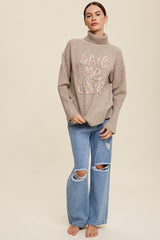 Give Me Love Stitched Mock Neck Sweater king-general-store-5710.myshopify.com