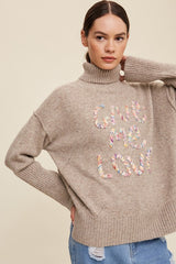 Give Me Love Stitched Mock Neck Sweater king-general-store-5710.myshopify.com