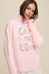 Give Me Love Stitched Mock Neck Sweater king-general-store-5710.myshopify.com