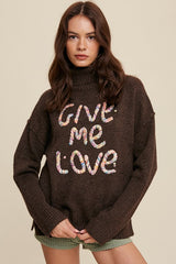 Give Me Love Stitched Mock Neck Sweater king-general-store-5710.myshopify.com