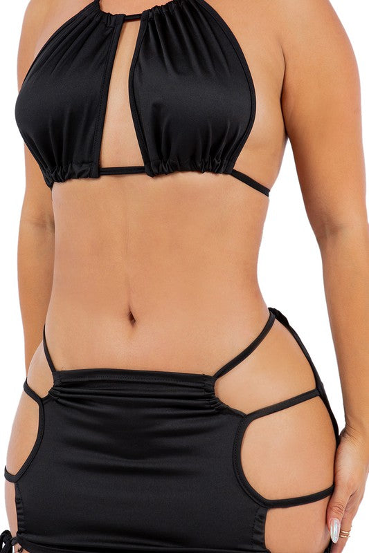 Black Bikini Style Top Cut Off Sides Skirt Set king-general-store-5710.myshopify.com