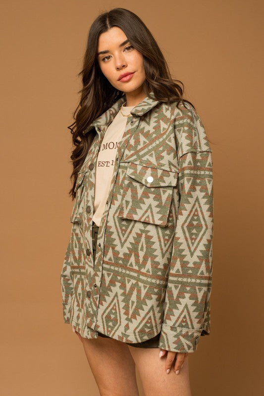 3D Pocket Aztec Print Shacket king-general-store-5710.myshopify.com