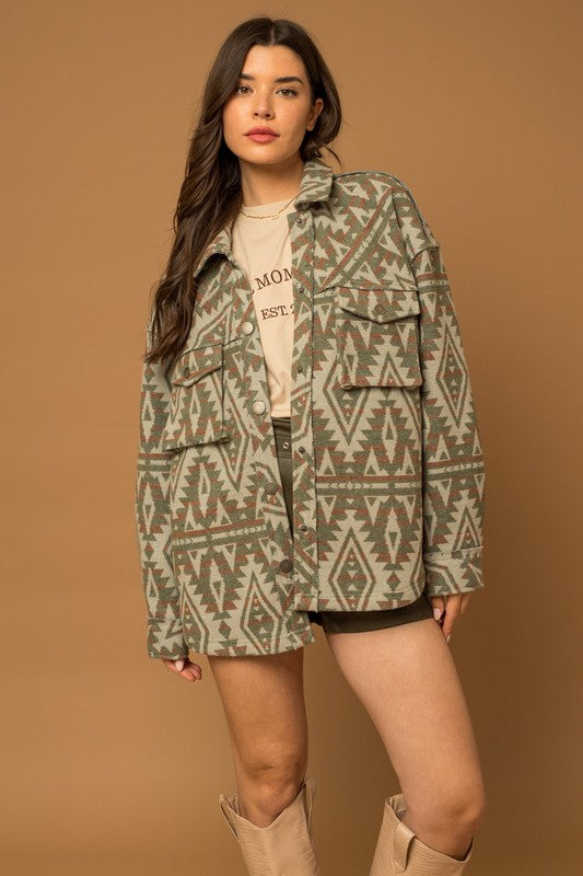 3D Pocket Aztec Print Shacket king-general-store-5710.myshopify.com