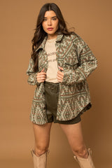 3D Pocket Aztec Print Shacket king-general-store-5710.myshopify.com