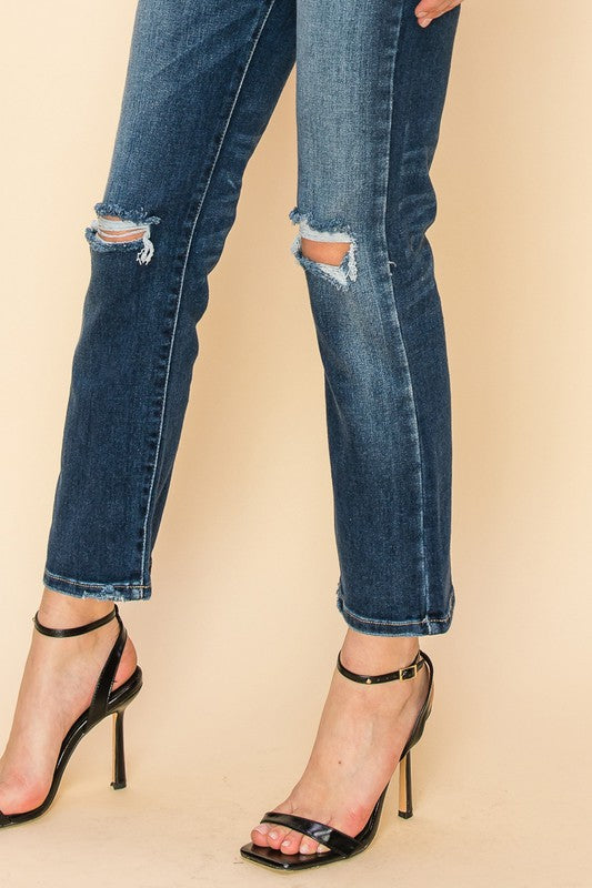 High Rise Stretch Distressed Ankle Straight Jeans king-general-store-5710.myshopify.com