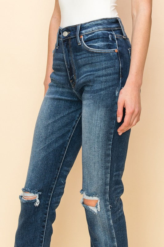 High Rise Stretch Distressed Ankle Straight Jeans king-general-store-5710.myshopify.com