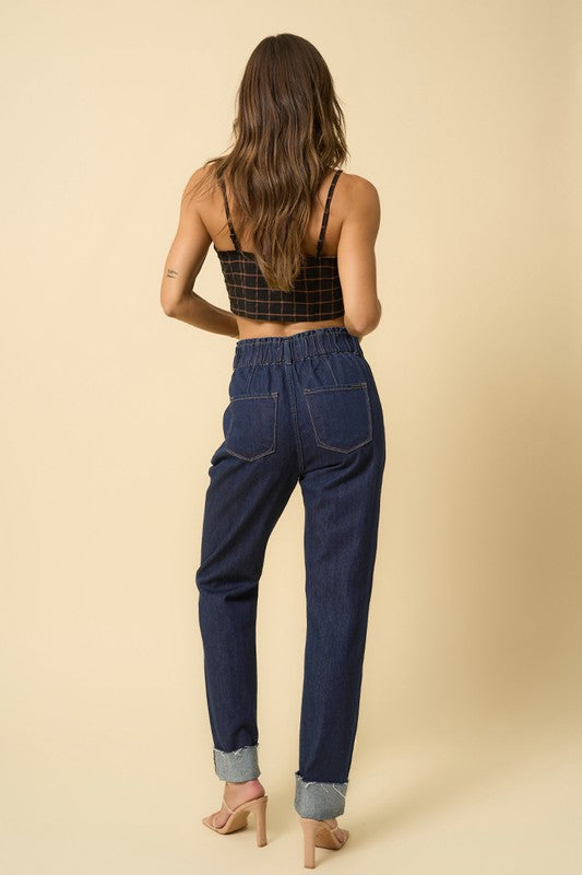 Super High Rise Roll Up Slouch Jeans