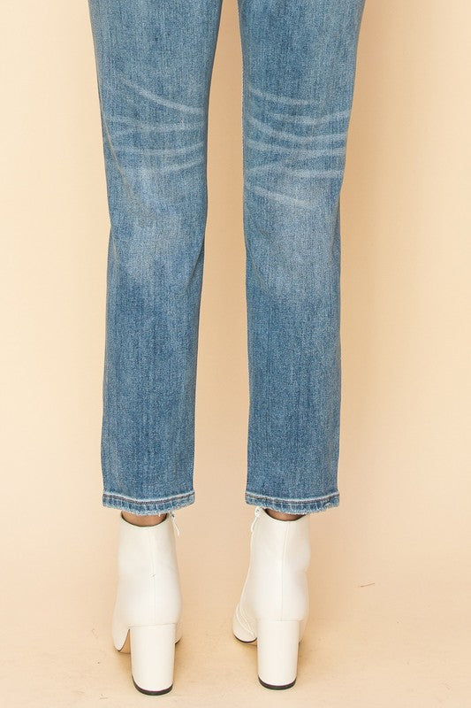 High Rise Stretch Distressed Mom Jeans king-general-store-5710.myshopify.com