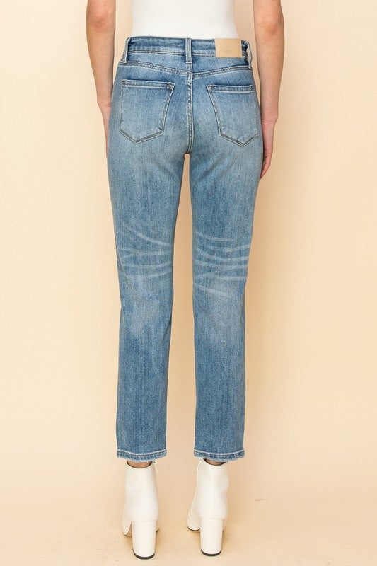 High Rise Stretch Distressed Mom Jeans king-general-store-5710.myshopify.com