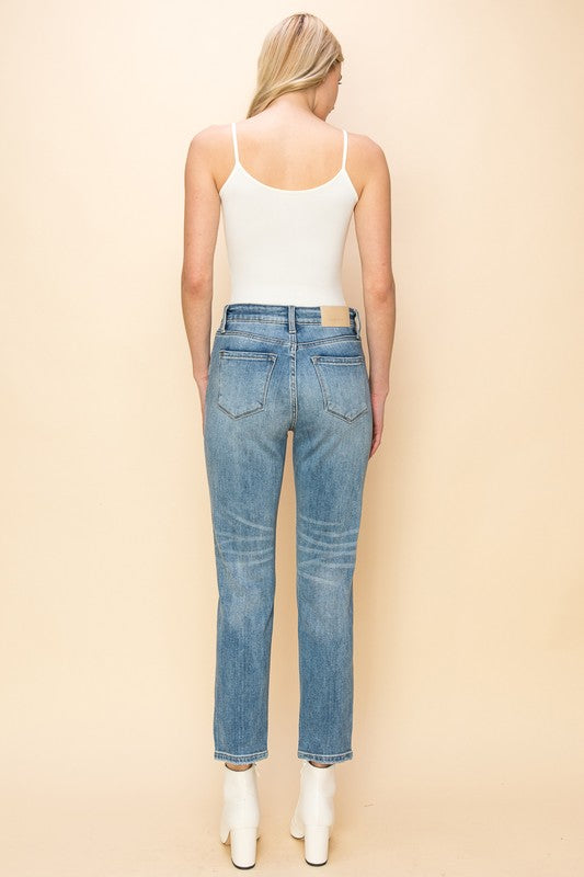 High Rise Stretch Distressed Mom Jeans king-general-store-5710.myshopify.com