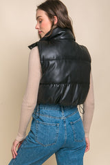 PU Faux Leather Button Up Puffer Vest king-general-store-5710.myshopify.com