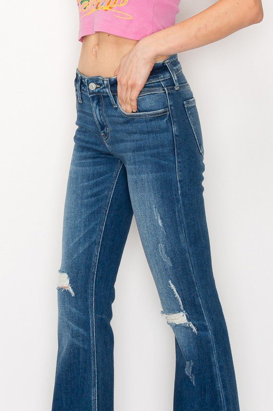 PLUS SIZE - LOW RISE STRETCH VINTAGE FLARE JEANS king-general-store-5710.myshopify.com