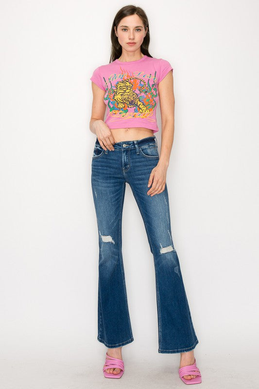 PLUS SIZE - LOW RISE STRETCH VINTAGE FLARE JEANS king-general-store-5710.myshopify.com