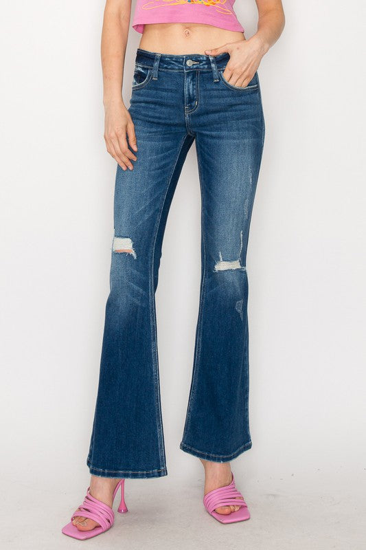 PLUS SIZE - LOW RISE STRETCH VINTAGE FLARE JEANS king-general-store-5710.myshopify.com