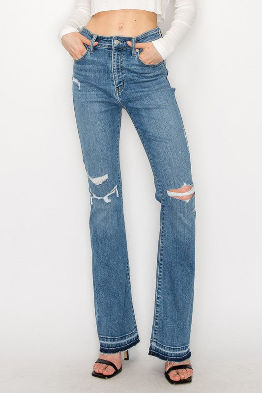 High Rise Skinny Bootcut Release Hem Jeans king-general-store-5710.myshopify.com