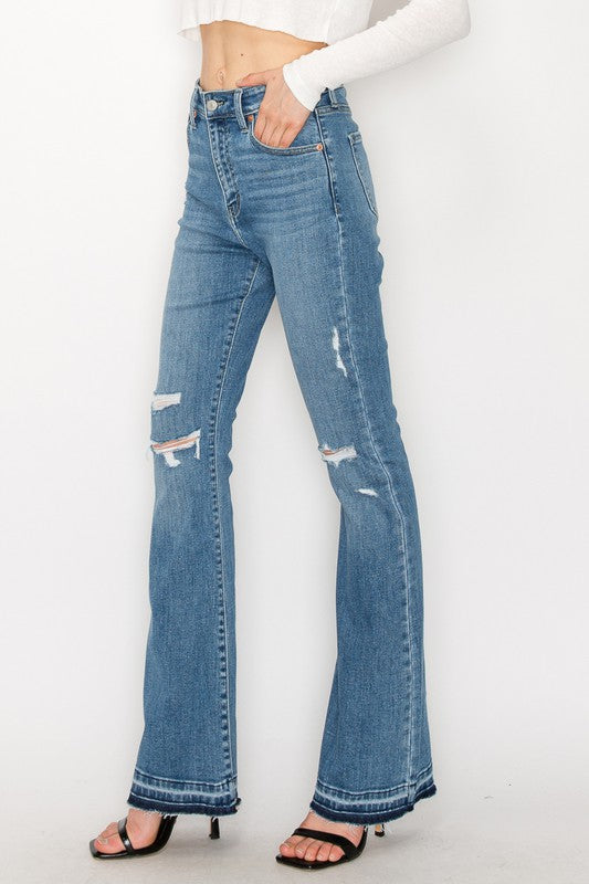 High Rise Skinny Bootcut Release Hem Jeans king-general-store-5710.myshopify.com