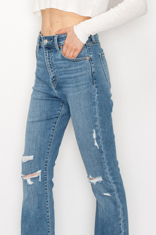 High Rise Skinny Bootcut Release Hem Jeans king-general-store-5710.myshopify.com