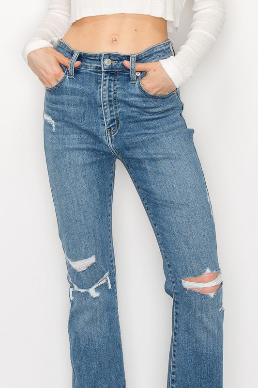 High Rise Skinny Bootcut Release Hem Jeans king-general-store-5710.myshopify.com