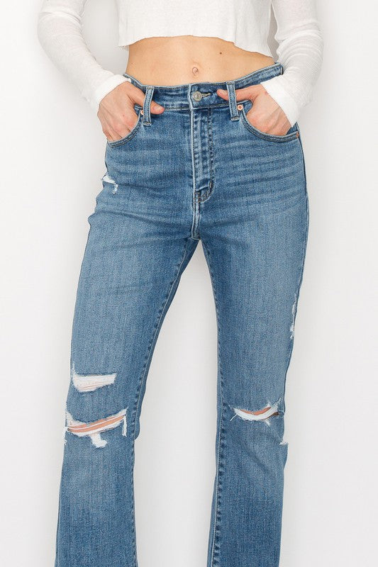 High Rise Skinny Bootcut Release Hem Jeans king-general-store-5710.myshopify.com