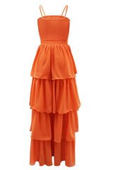 Orange Ribbed Bralette Top Layered Maxi Dress king-general-store-5710.myshopify.com