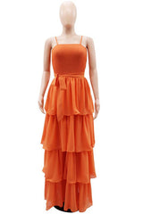 Orange Ribbed Bralette Top Layered Maxi Dress king-general-store-5710.myshopify.com