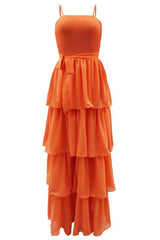 Orange Ribbed Bralette Top Layered Maxi Dress king-general-store-5710.myshopify.com