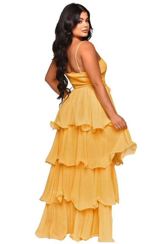 Yellow Ribbed Bralette Top Layered Maxi Dress king-general-store-5710.myshopify.com