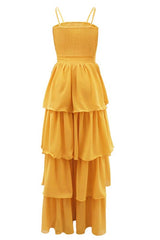 Yellow Ribbed Bralette Top Layered Maxi Dress king-general-store-5710.myshopify.com